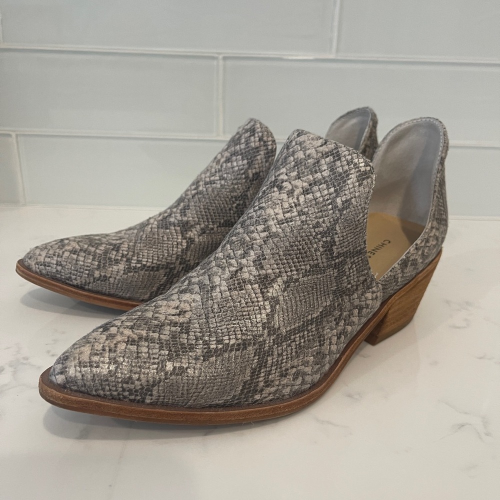 Chinese Laundry snakeskin bootie ankle boot